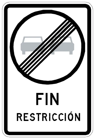 Señal Fin prohibición o restricción