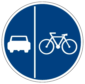 Señal Superficie segregada: bicicletas a la derecha