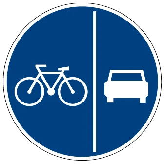 Señal Superficie segregada: bicicletas a la izquierda